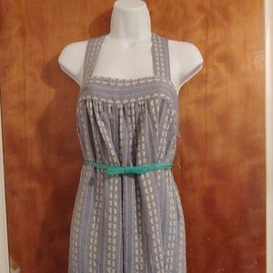 Chambray embroidered romper